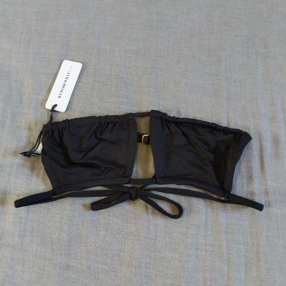 WeWoreWhat Ruched Bandeau Halter Bikini Top High Waisted Tie Riviera Bottoms - Picture 8 of 12